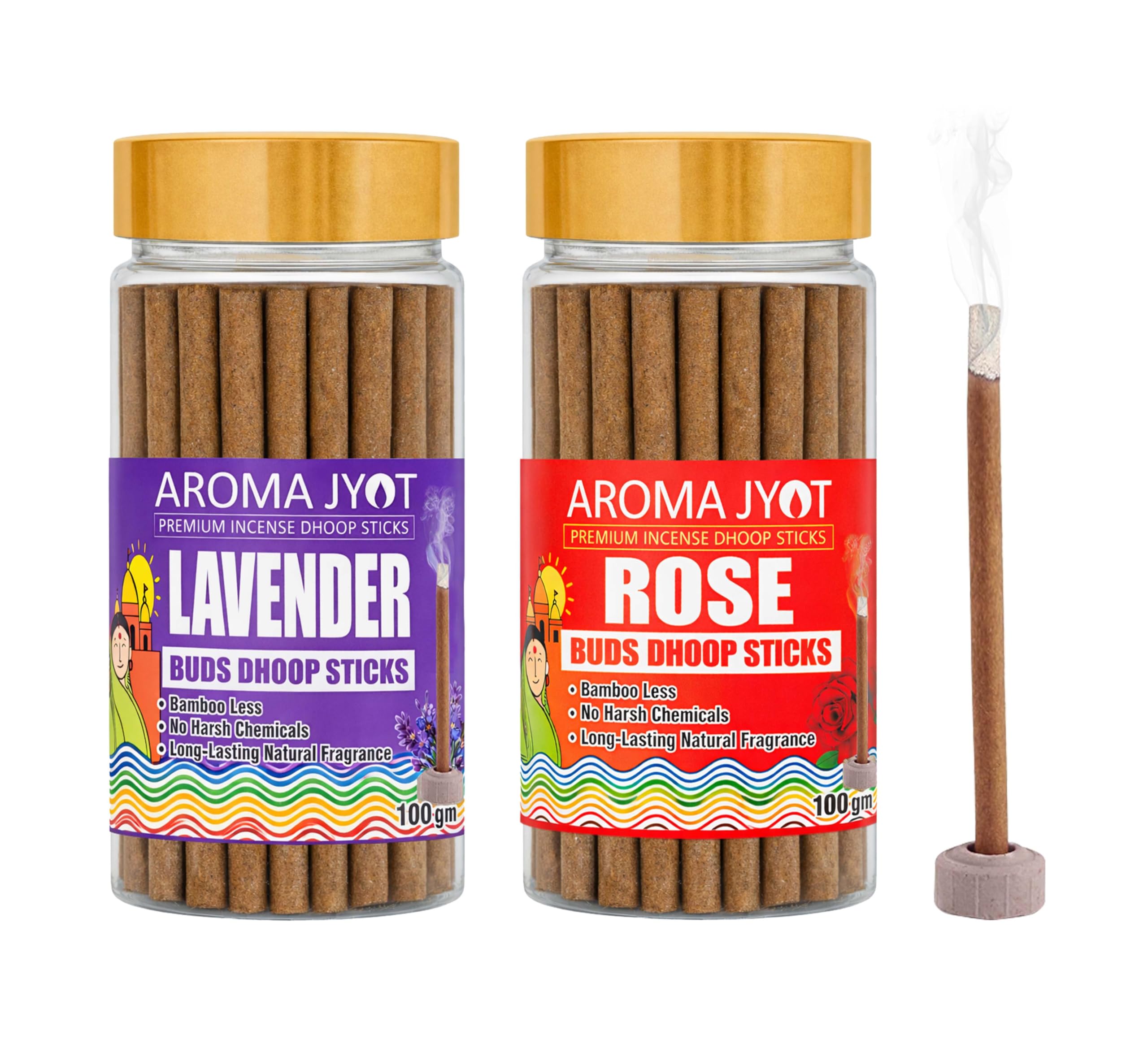 Dhoop Sticks Combo Pack 100gm Each with Holder Stand | Premium Bamboo Less Incense Sticks | No Charcoal, dhupbatti Long Lasting Natural Fragrance for Puja, Meditation & Home Freshener-image-12