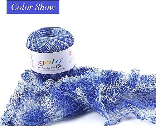 Miniatura 2 de golo Hilo de ganchillo tamaño 10 hilo de color para ganchillo D-Blue-169