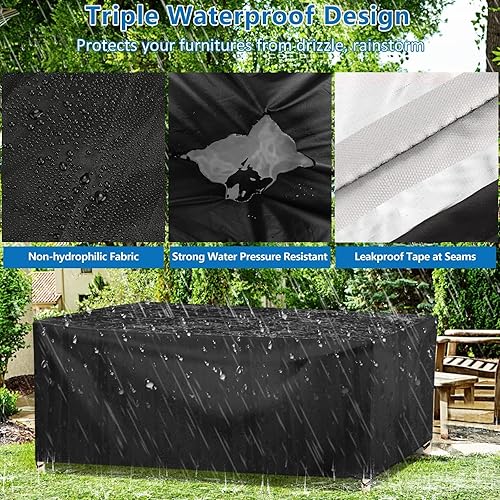 Miniatura 4 de Wanocean Fundas impermeables para muebles de patio, 55 x 55 pulgadas, funda para muebles de exterior con bolsa de almacenamiento, funda de mesa y