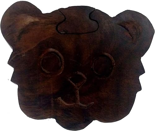 Purpledip Caja de rompecabezas mágica de madera 'Cute Teddy' caja de recuerdo misteriosa hecha a mano de regalo (11966)