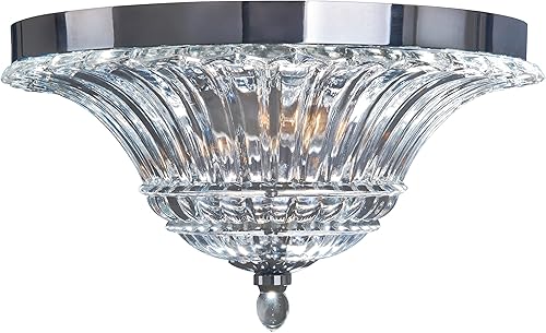Elegant Designs FM1002-CHR 2 Light Glass Ceiling Light Glacier Petal Flushmount, Chrome