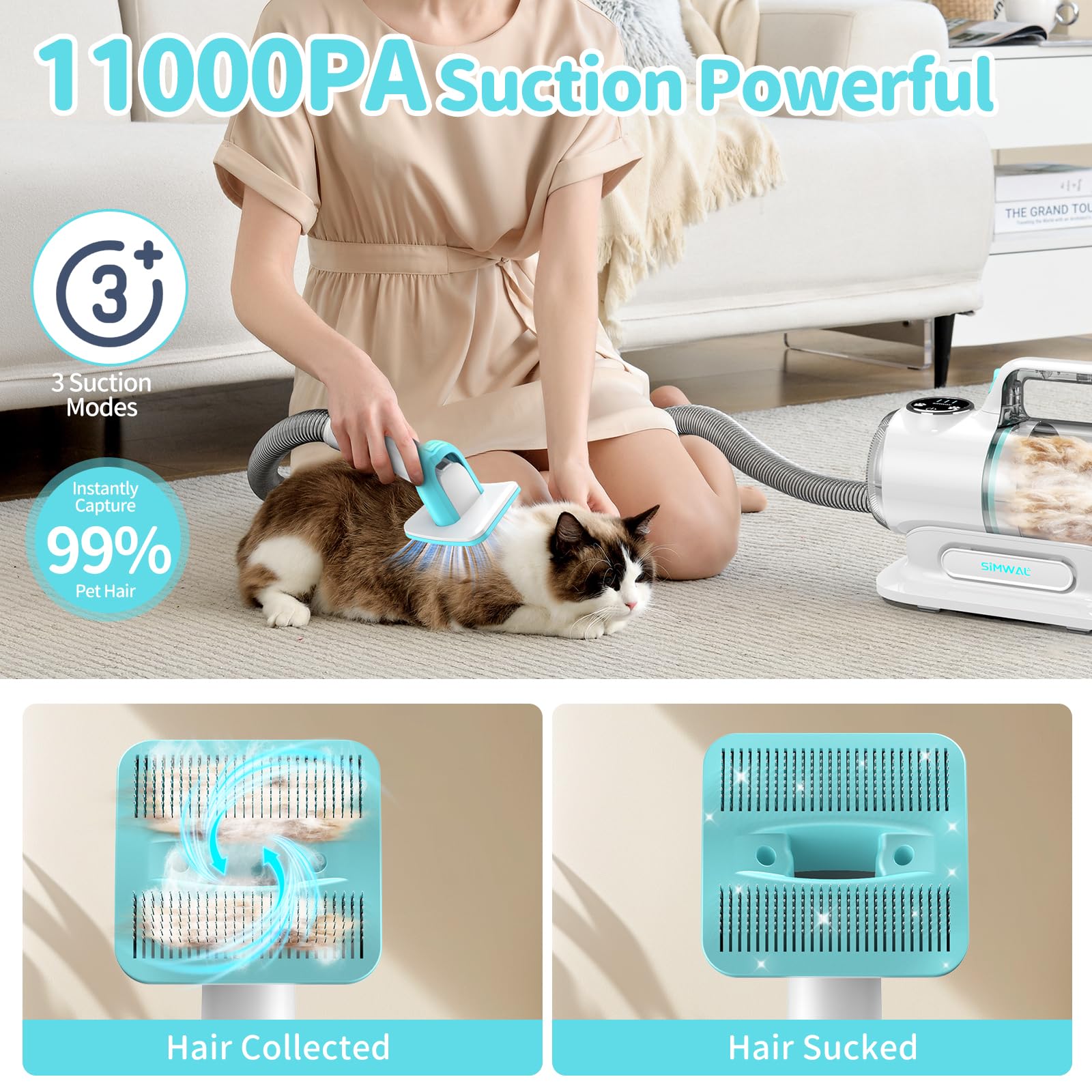 Amazon.co.jp: SIMWALペットグルーミングキットとペット用掃除機、大