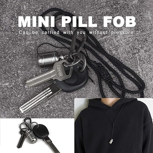 Miniatura 6 de TISUR Pastilleros portátiles, pastillero de metal de titanio, pastillero de bolsillo, llavero, botella de píldora, impermeable, organizador de