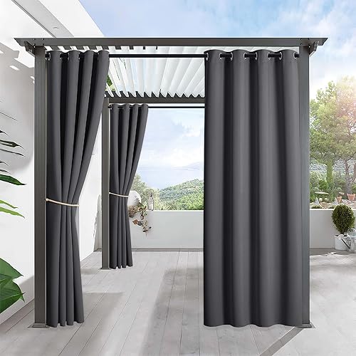 RYB HOME Outdoor Curtains Waterproof - Indoor Outdoor Patio Curtain
