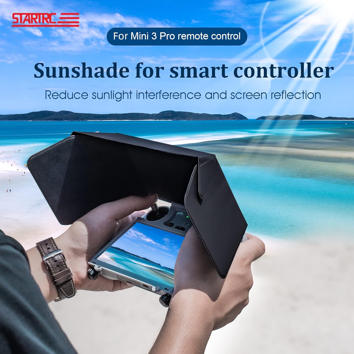 Mini 3 Pro RC Sunshade, Foldable Drone Controller Sun Hood Tempered Glass Film and Lanyard Compatible with DJI Mini 3 Pro/Mini 3 / Mavic/Mavic 3 Classic Accessories