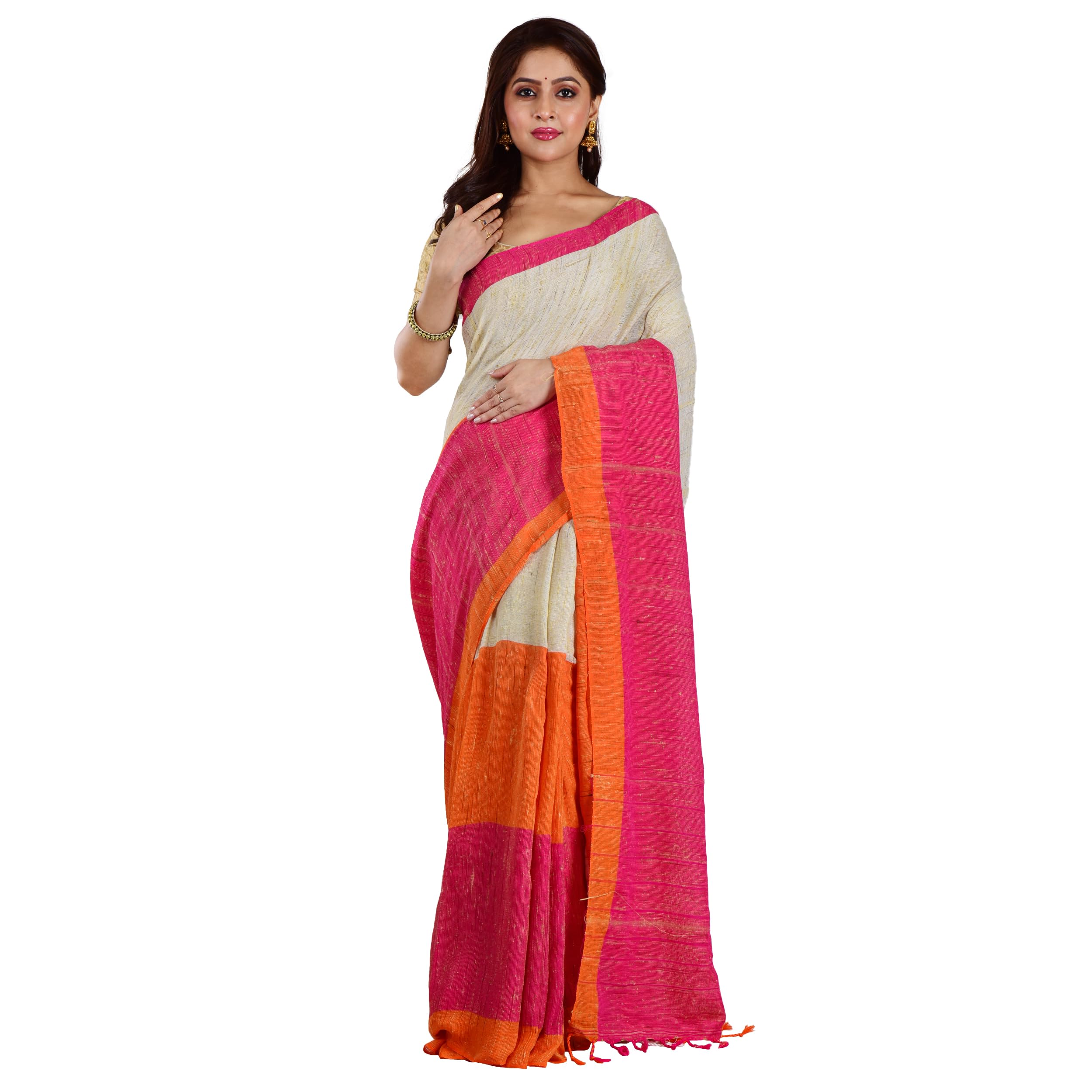 Aishani CollectionHandloom Organic Ketia Jute Banana Silk Saree (Multicolour)