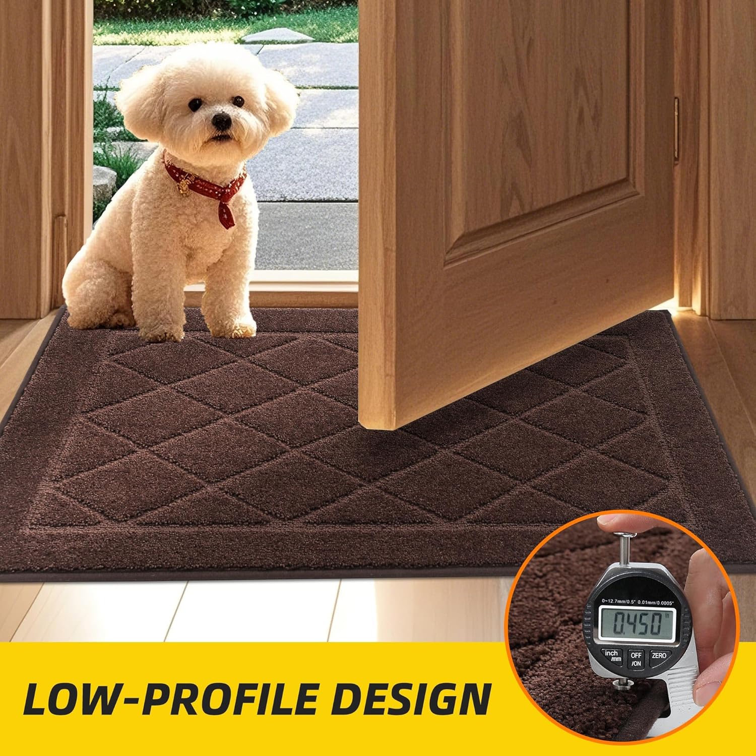 JSEI Dirt Trapper Door Mat 24"x36", Non-Slip Washable Entryway Mats, Dog Door Mat, Stain Resistant and Absorbent Floor Mats, Low Profile Welcome Mat for Front Back Door, Brown - Image 6