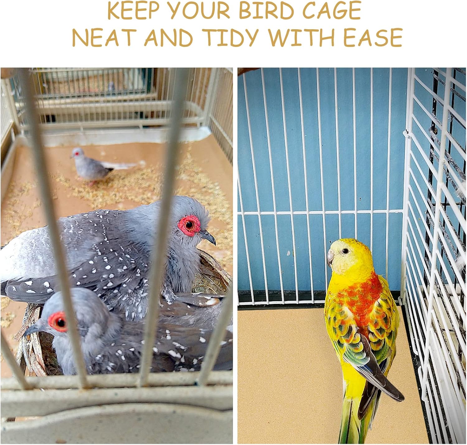 ROYJACKSON 40 Pieces Gravel Liner Paper for Bird Cage, 17x11 inch Disposable Bird Cage Liners Fecal Tray Paper Hard-Billed Birds Pet Cages Cushion for Clean