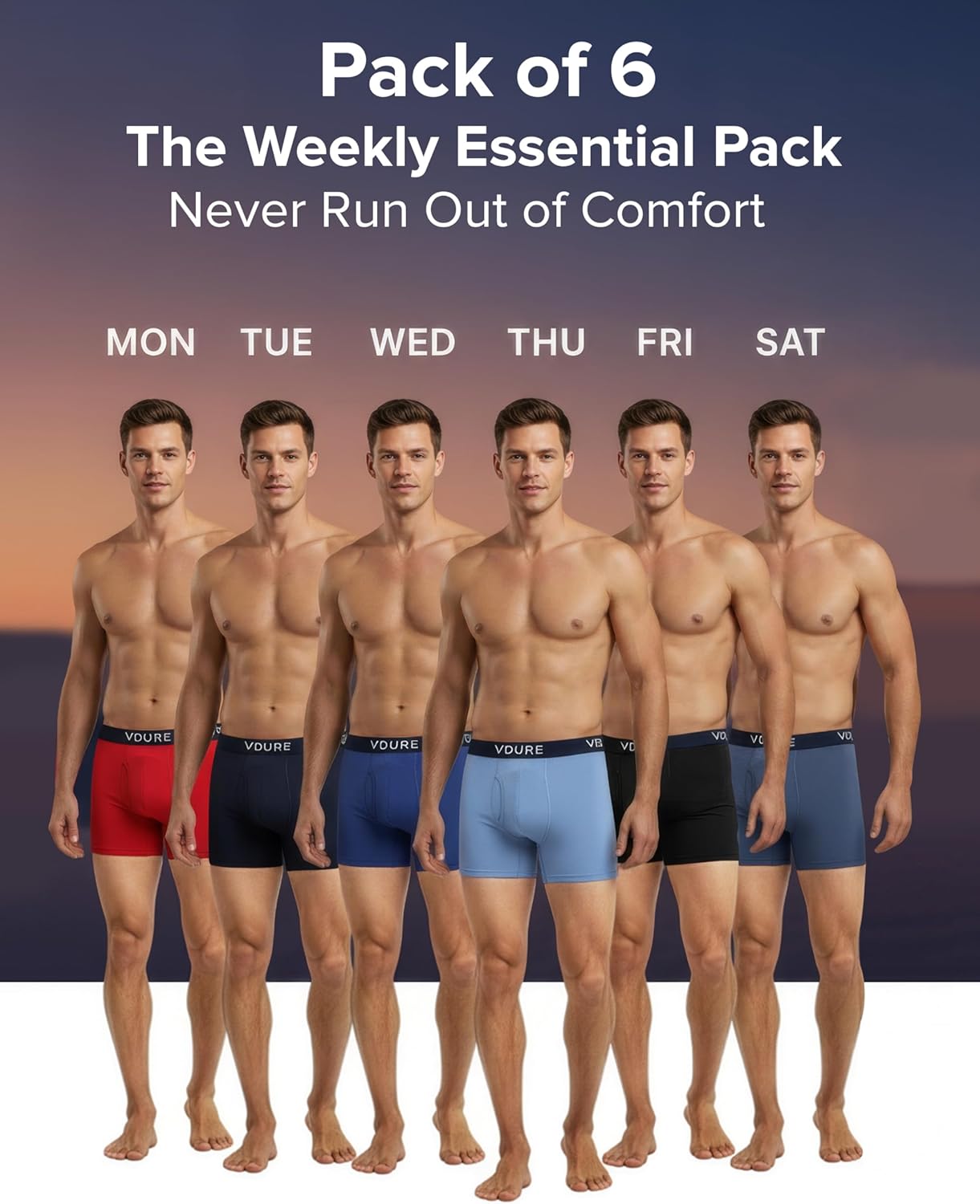 Men's Boxer Briefs – Soft Stretch Cotton Mens Underwear with No-Roll Waistband, Supportive & Effortless Fit- Multipack - Image 3