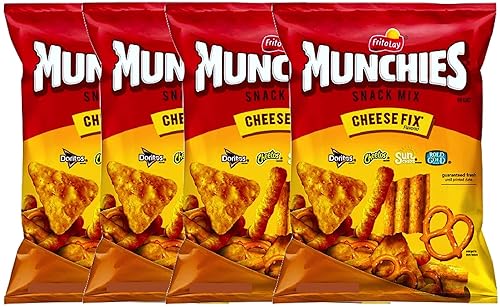 NUEVO Munchies Cheese Fix - Mezcla de aperitivos con sabor Doritos, Cheetos, Sun Chips, Rold Gold (4, fiesta de 8 onzas)