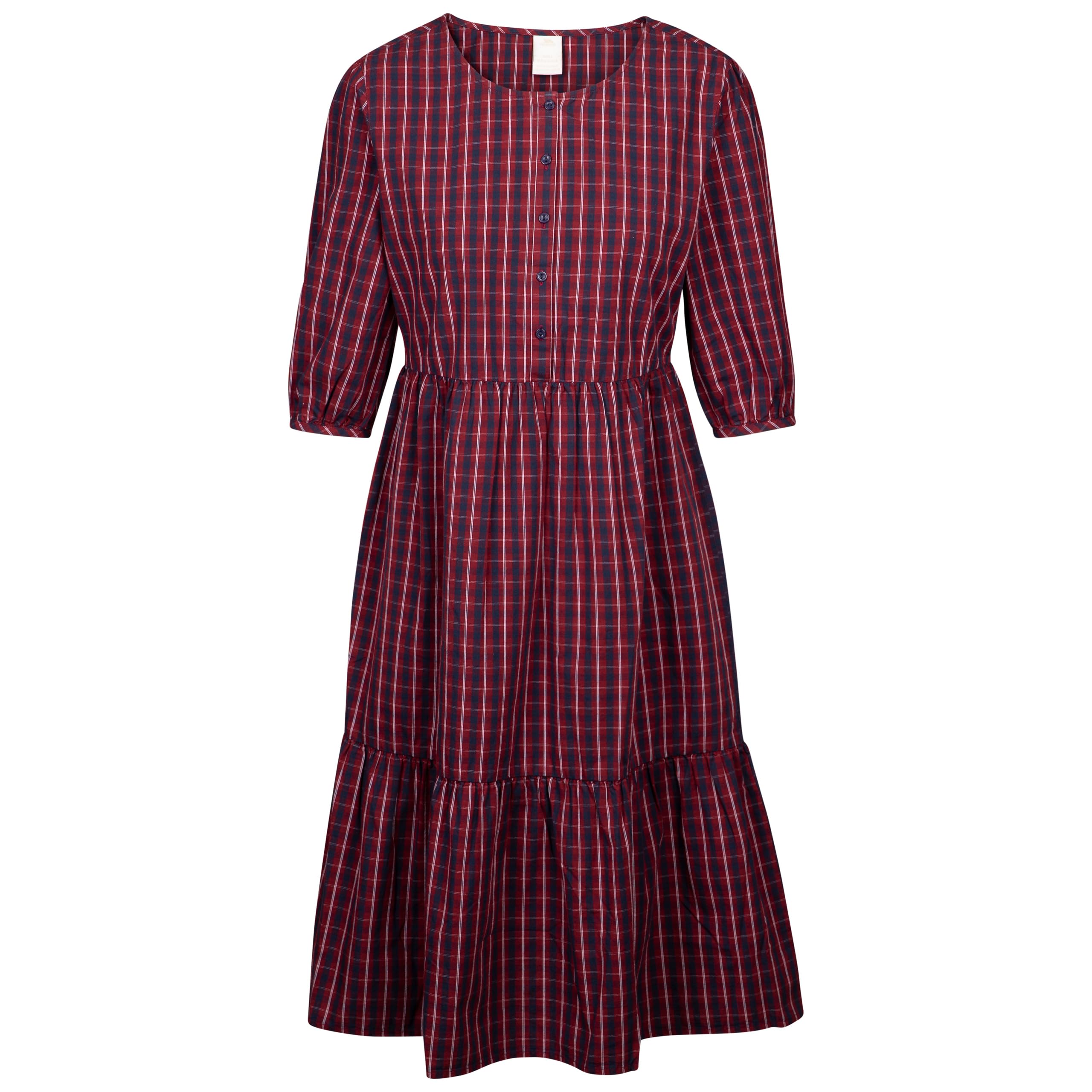 Trespass Womens Casual Dress Helen Dark Cherry Check in Size - 14