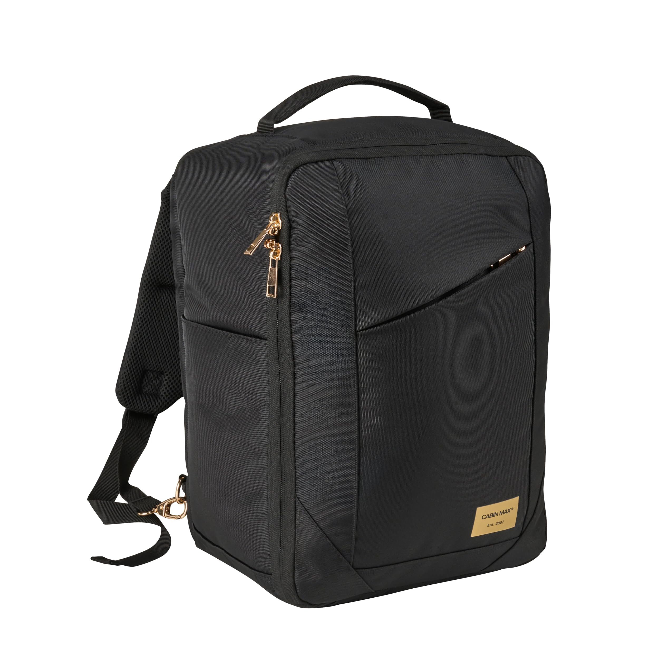 Cabin Max Plecak podręczny Manhattan 40x30x20 cm – 24-litrowy plecak podróżny wykonany z recyklingowanego RPET – Wizz Air i Ryanair Torba pod siedzenie – plecak podręczny do samolotu (czarny/złoty)