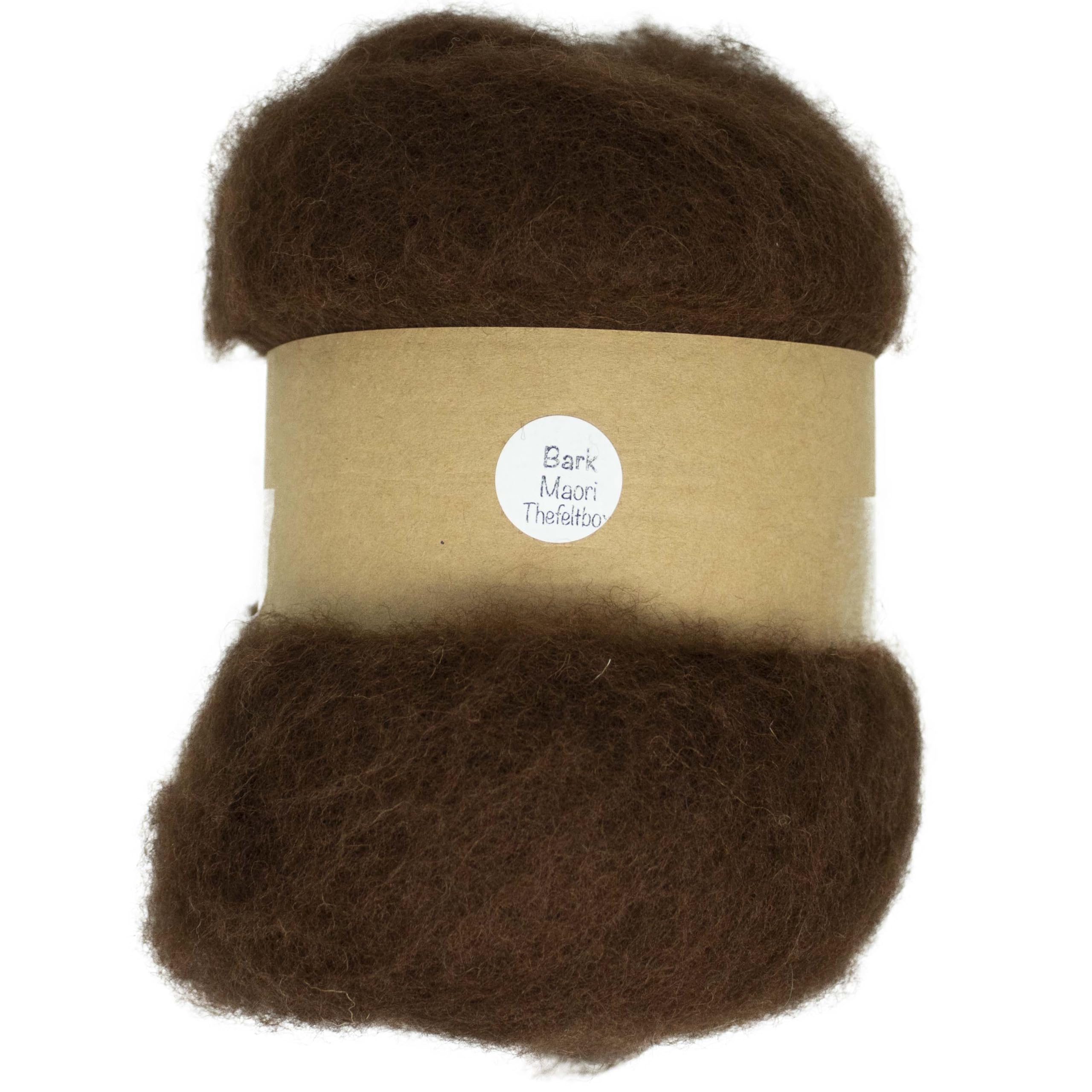 The Felt BoxCarded Wool for Needle Felting Maori, Carded Batt with Coarse Short Fibres. Maori (DHG) Great Needle Felting Wool, , 100g (Bark)