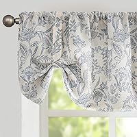 Vista 27 de Lazzzy Cenefa de cocina para ventanas, con aislamiento térmico, cortina opaca con estampado floral, lino sintético, cenefa de cortina para cocina
