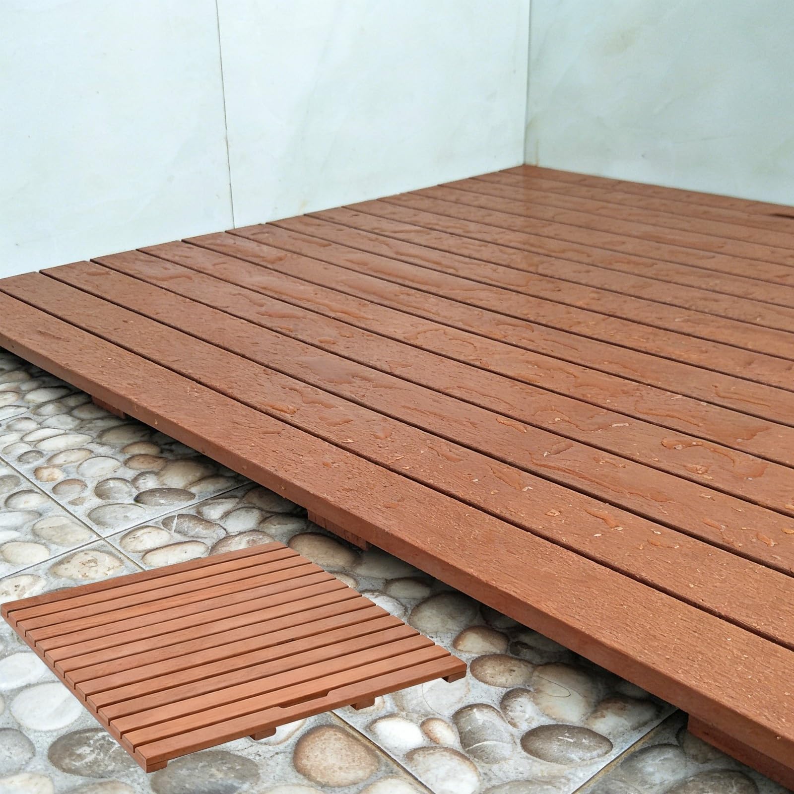 Alfombra De Baño De Bambú For Piso De Baño, Alfombra De Madera Antideslizante Natural, Fuerte Capacidad De Carga, For Ducha/Bañera/Inodoro Interior(40x60cm)