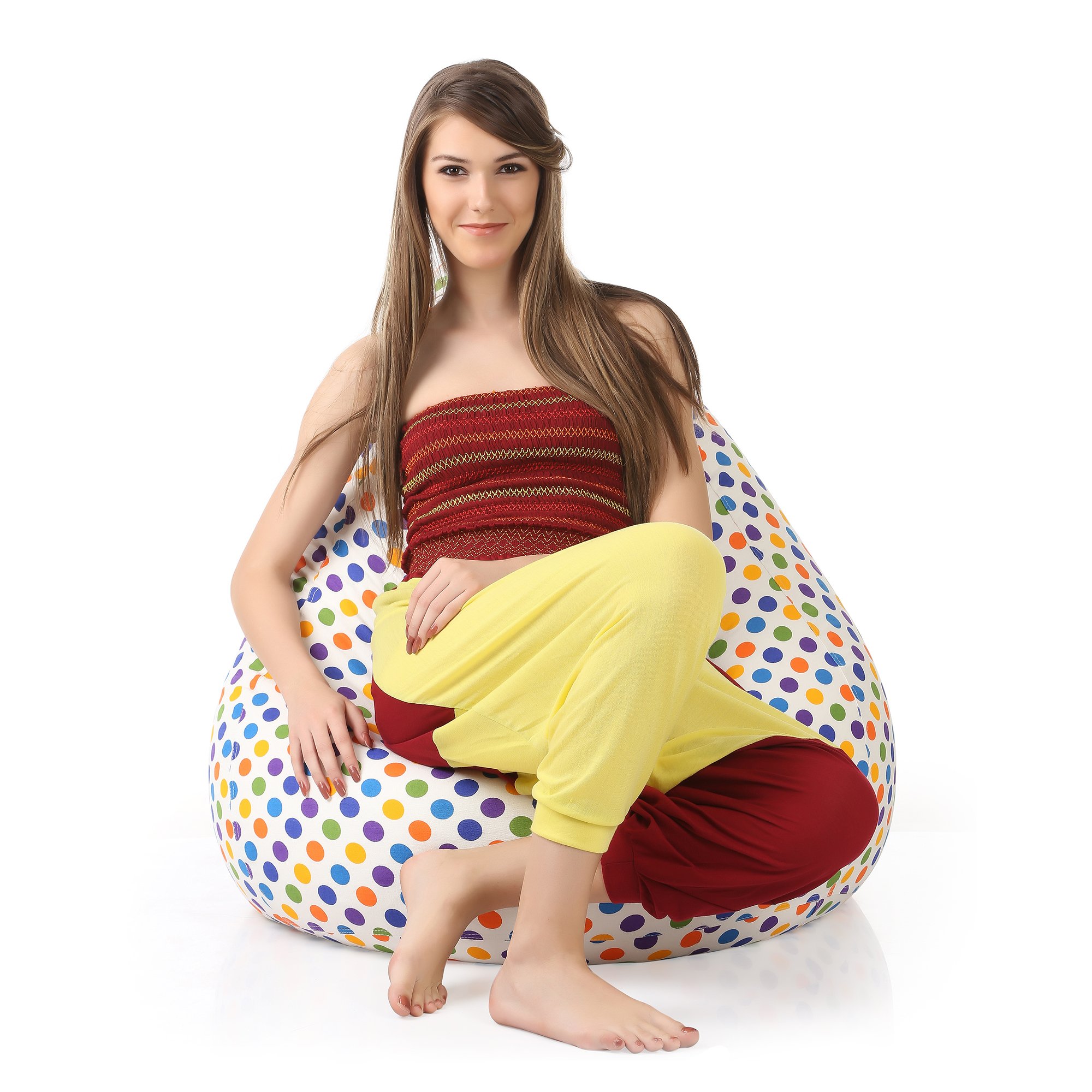 Style Homez Classic Cotton Canvas Polka Dots Printed Bean Bag XXXL Size Cover Only 3