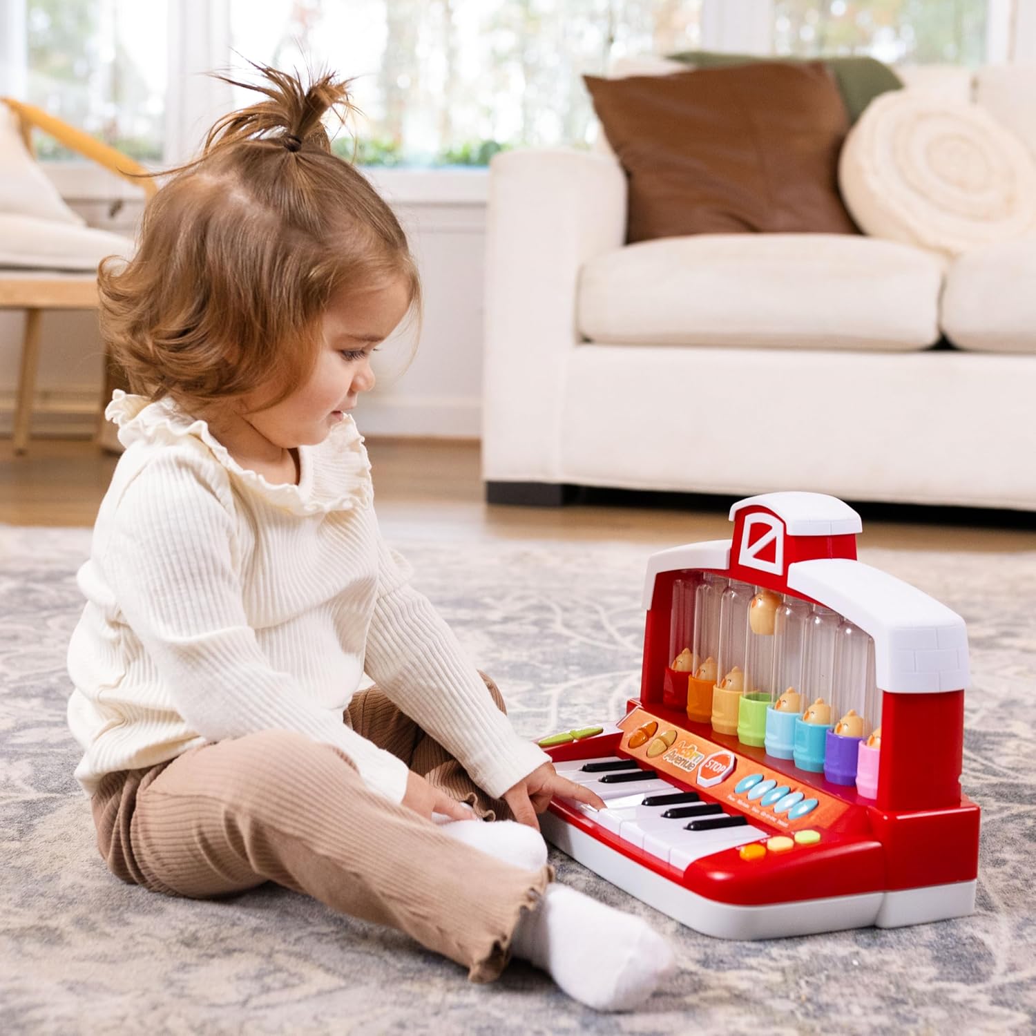 Farm Animals Keyboard Preschool Learning Toy with Silly Sounds and Light-Up Piano with Learning Songs for Infants