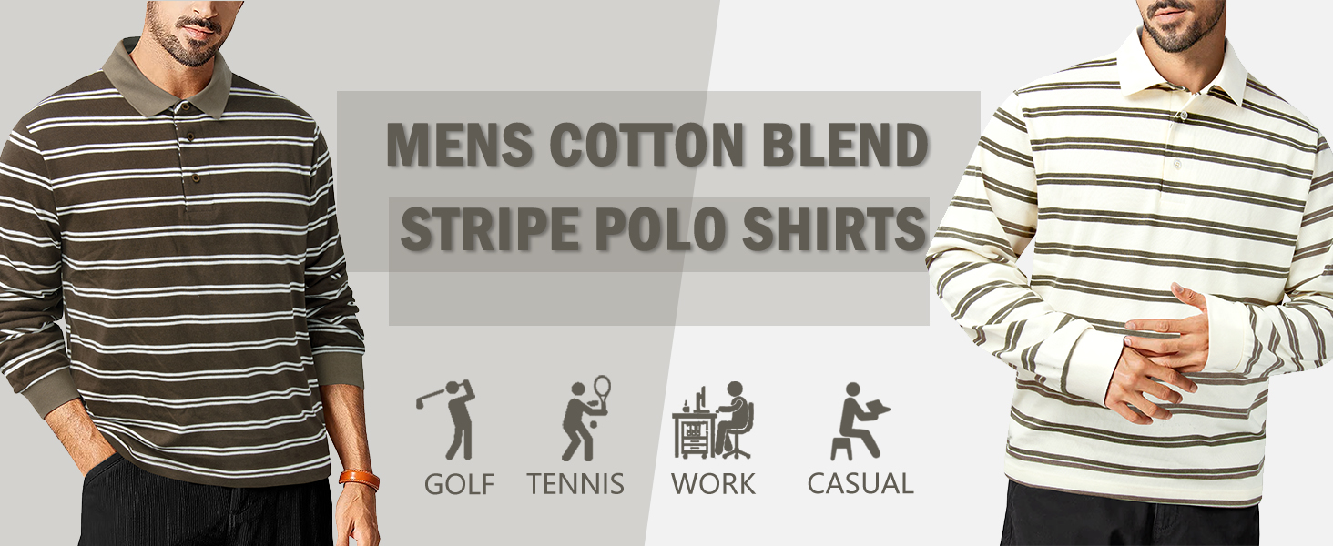 TAPULCO Polo Clásico para Hombre Ajuste Clásico con Rayas Manga Larga y Corta Casual Deportivo para Uso Diario miniatura 7