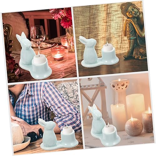 Miniatura 7 de Alipis Candelabro de conejo Centro de mesa Conejito Portavelas Candelabro Plato de vela de Pascua Candelabro de Pascua Decoración de la Boda