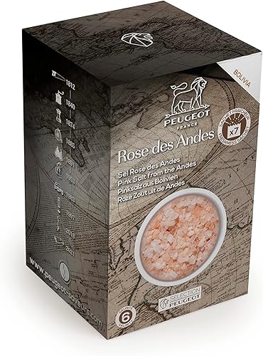 Peugeot Sal de cocina rosa gruesa de Bolivia, 12.35 oz - 7 sobres frescos de 1.76 oz