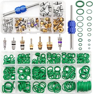 Taiss Car A/C Repair Kit 270PCS O-Ring Seals Kit + 40PCS A/C Valve Core Assortment with Remover Tool,R12 R134a Refrigeration Tire Valve Stem Cores,Car Air Conditioning Compressor Seals O-Ring