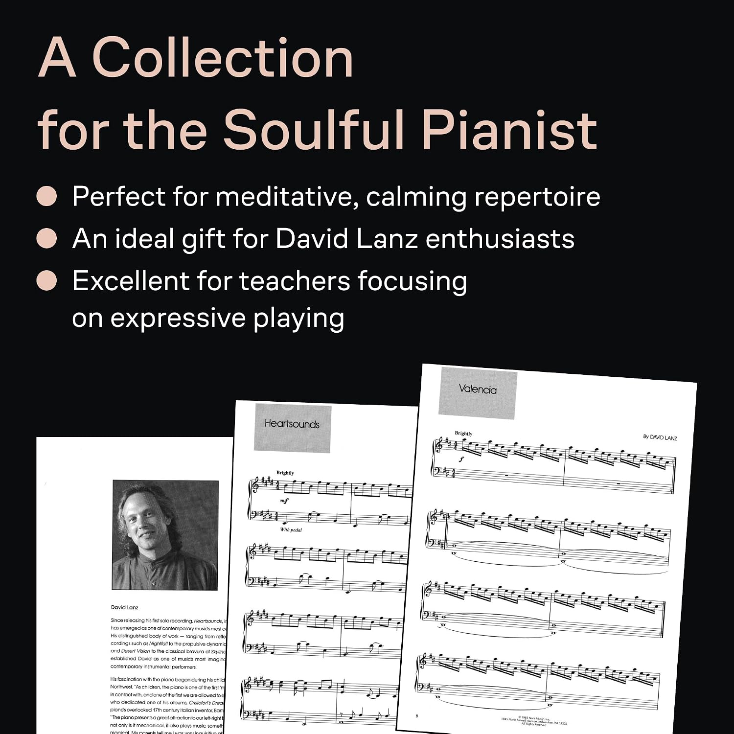 David Lanz – Solos for New Age Piano | Relaxing and Inspirational Piano Sheet Music Collection for Solo Performance and Meditation | Hal Leonard Songbook for Intermediate and Advanced Pianists