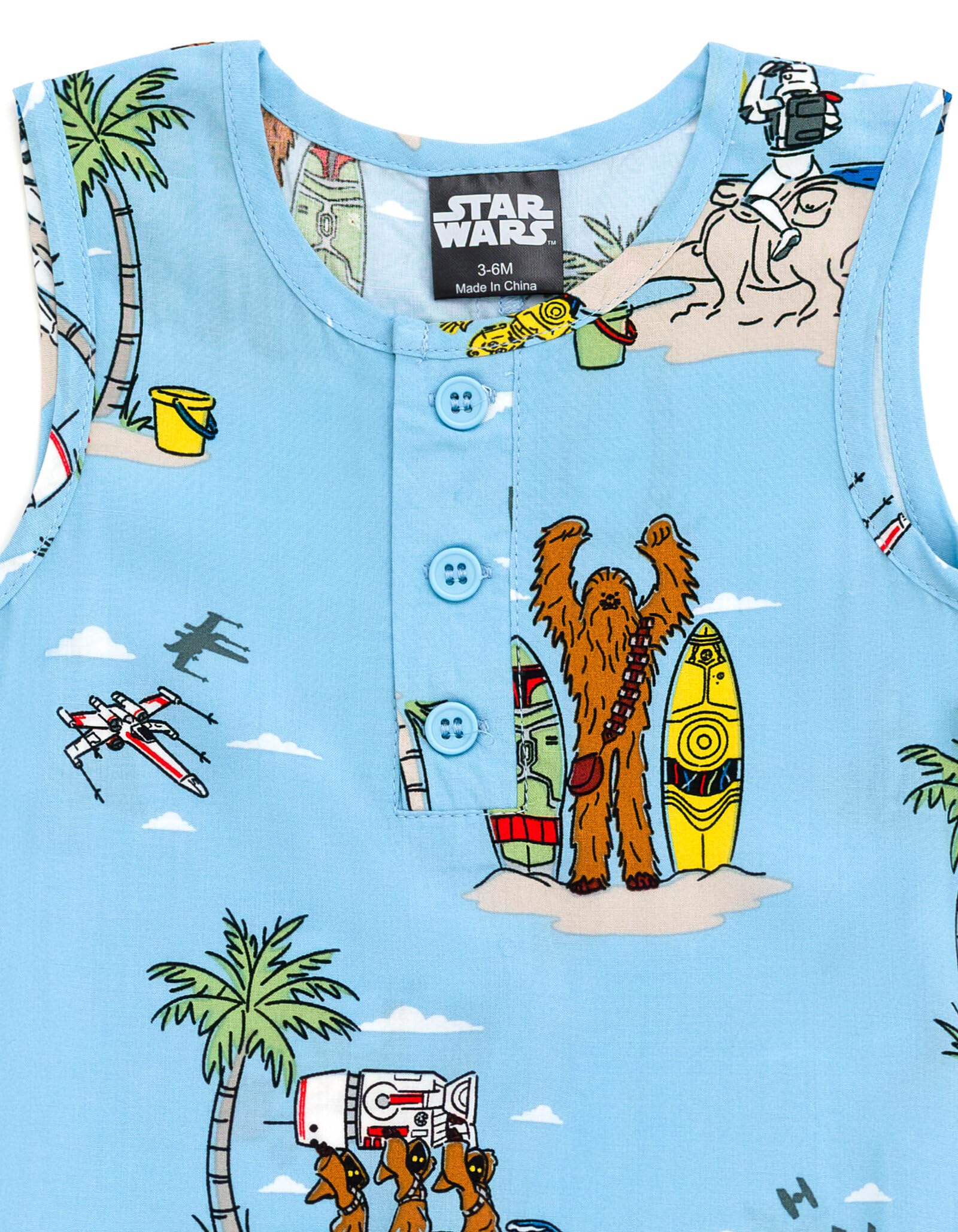 STAR WARS Chewbacca Darth Vader R2-D2 Stormtrooper TIE Fighter X-Wing Matching Family Hawaiian Button Down Shirt Adult