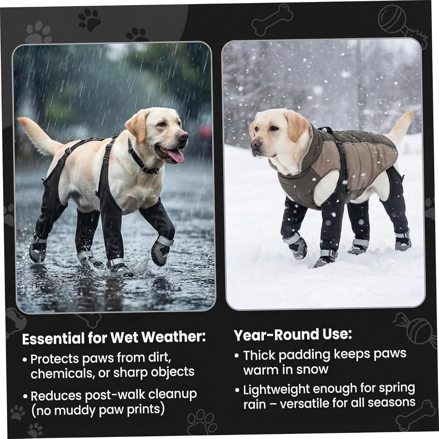 Dog Boots with Suspenders, Waterproof Anti Dirt Dog Suspender Boots, Anti-Slip Adjustable Pants for Outdoor Walking & Paw Protectors, XL