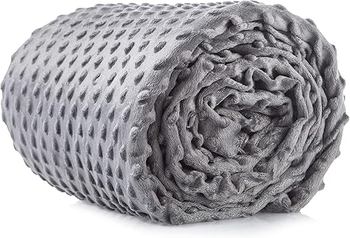 Funda de edredón para mantas con peso, 60 x 80 pulgadas, diseño de lunares suaves, color gris