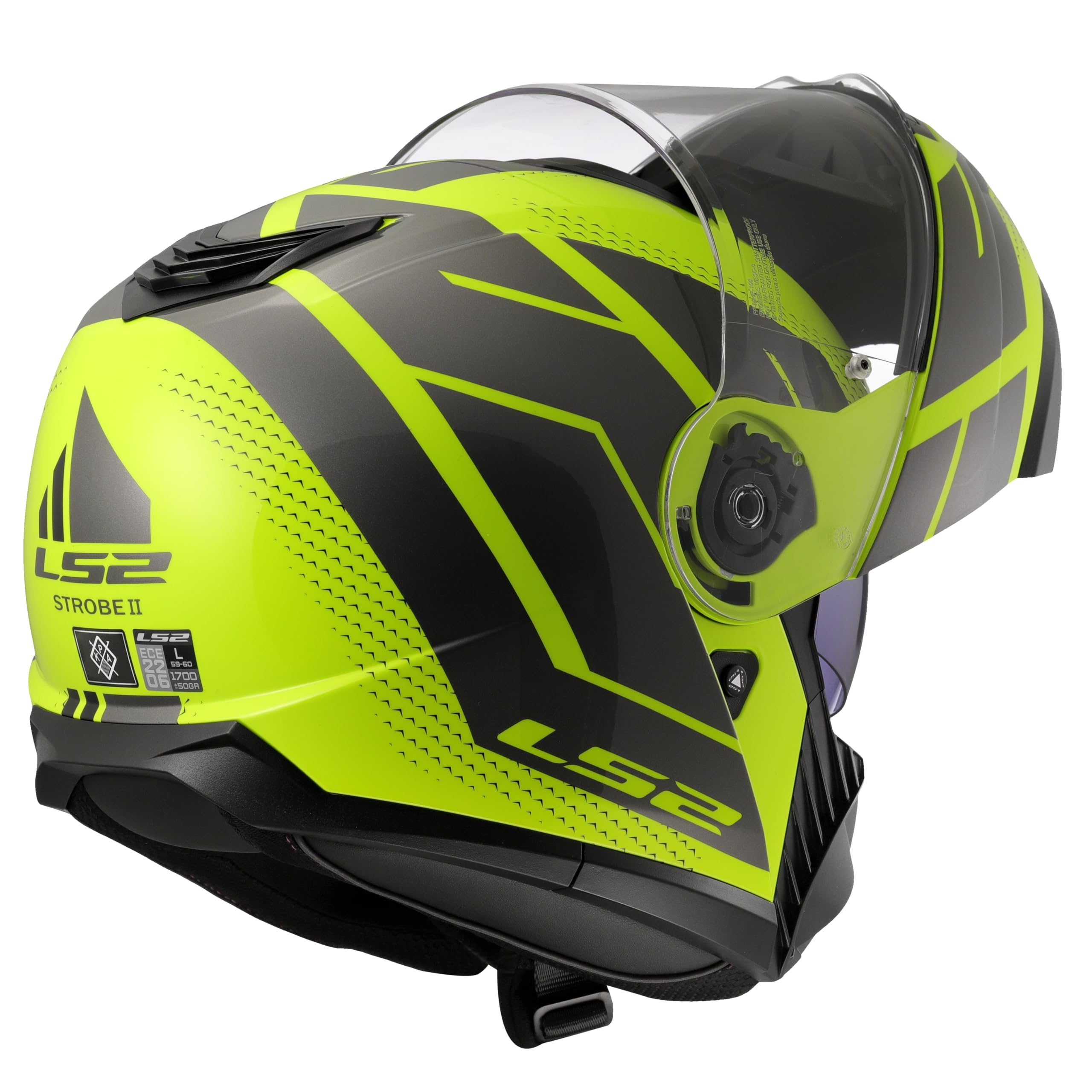 LS2, Casco Moto Modulare STROBE II CODE Gloss H-V Yellow Grey, M