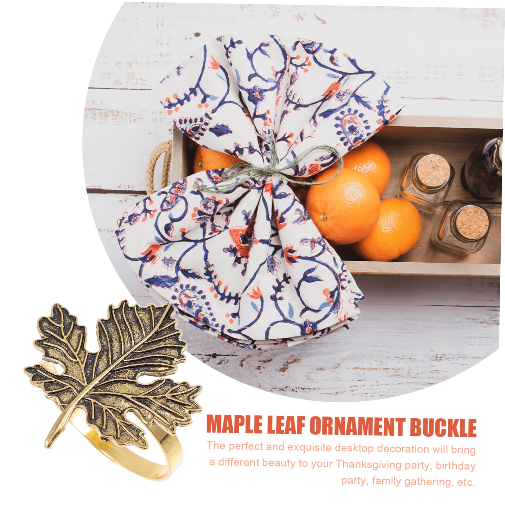 OUNONA 12stücke Retro Thanksgiving Serviettenringe Ahornblatt-Design Tischdekoration Für Festlichkeiten Abendessen Und Besondere Anlässe