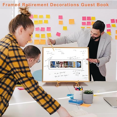 Miniatura 8 de LYNYUN Libro de invitados enmarcado de oro para mujeres y hombres, cartel grande de 12 x 16 pulgadas, recuerdos de fiesta de jubilación, divertidos
