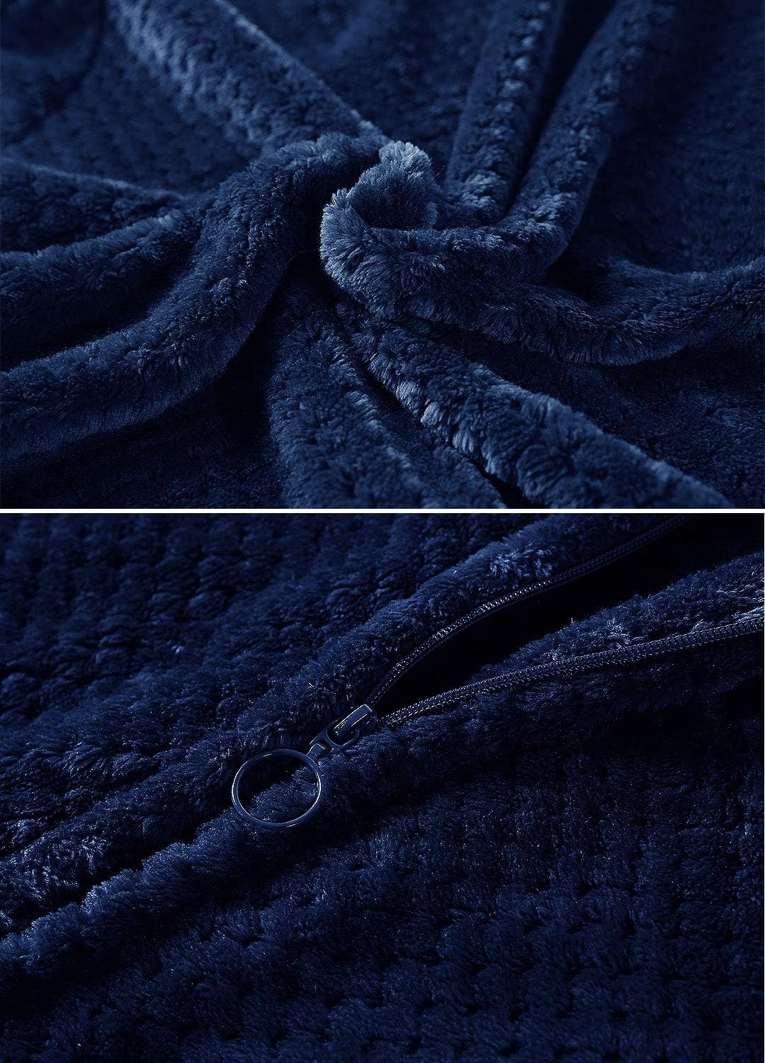 Artfasion Womens Fleece Robe Plush Long Zip Front Bathrobe with Pockets Warm Soft Zippered Bathrobes for Women - Image 6