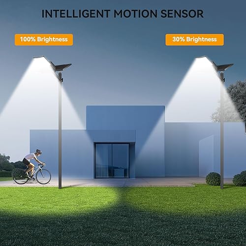 Miniatura 5 de Luz solar de calle de 12000 W con paneles solares duales, luces de estacionamiento de grado comercial con LED grandes, luces de inundación al aire