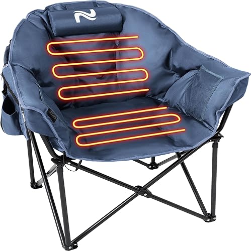 Miniatura 15 de Slsy Silla de Camping de Gran Tamaño, Silla Plegable Portátil al Aire Libre con Asiento Acolchado, Capacidad de Alta Resistencia de 500 libras, Negro