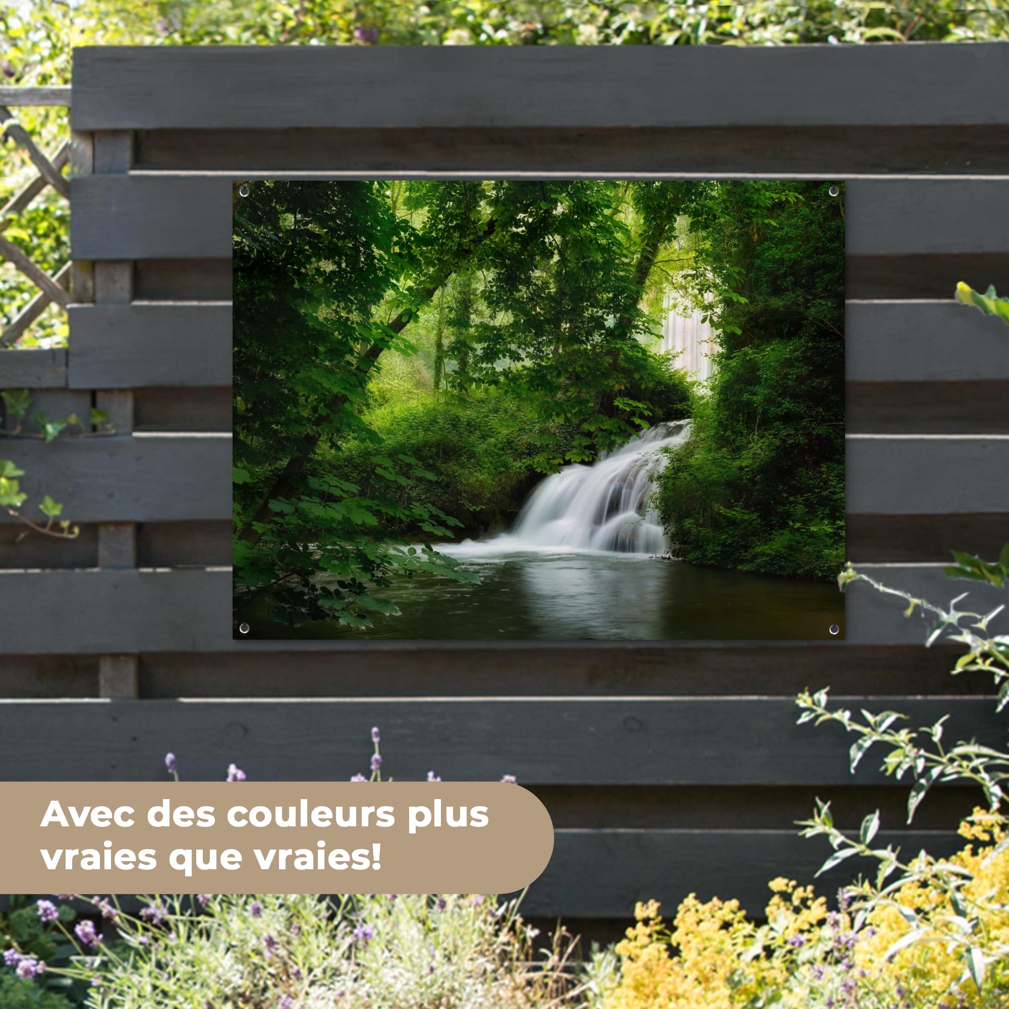 MuchoWow© Póster De Jardín Terraza Exterior Accesorios Jardin Decoracion | 120x90 cm - Pared Decorativa Balcon Wall Decoration Posters Decorativos Cascada - Naturaleza - Verde
