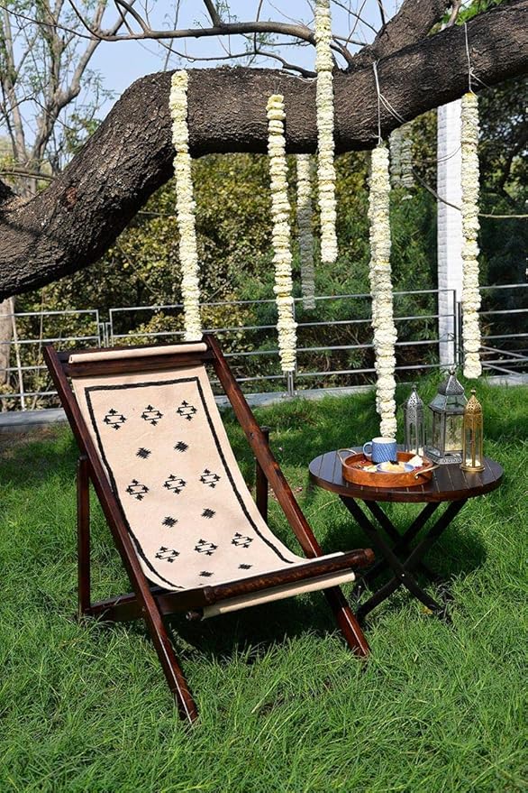 Fabindia Sheesham Wood with Dhurrie Easy Chair Amazon.in Home & Kitchen