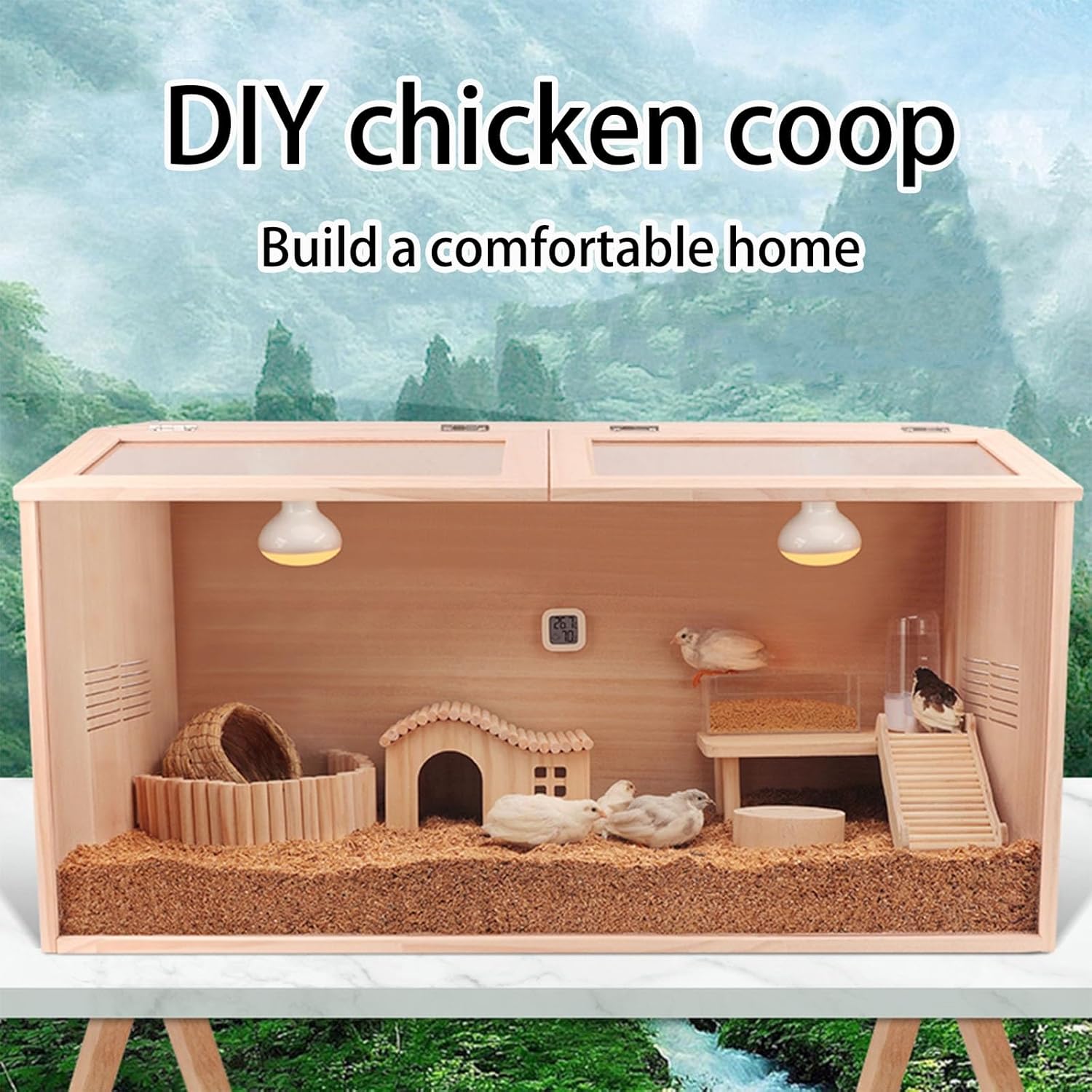 Wooden Rabbit Hutch, Indoor Bunny Cage with Ventilation Holes and Door, Guinea Pig Coop Perfect for Hamster Chicks Hedgehog,