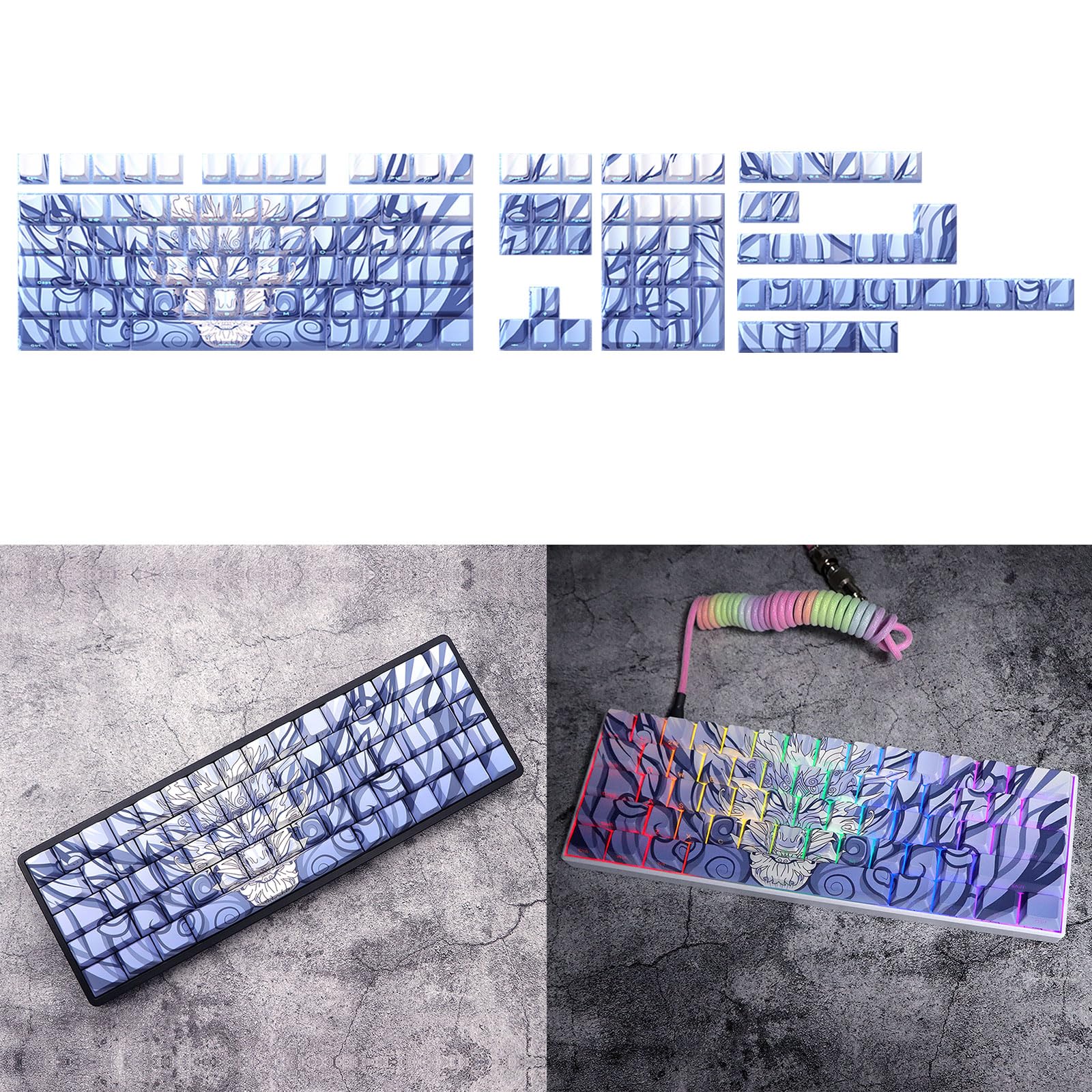 Ergonomico 136 Keycap Set Side Print Con Dragon Theme Per Programmatori E Gamers Tastiere Meccaniche