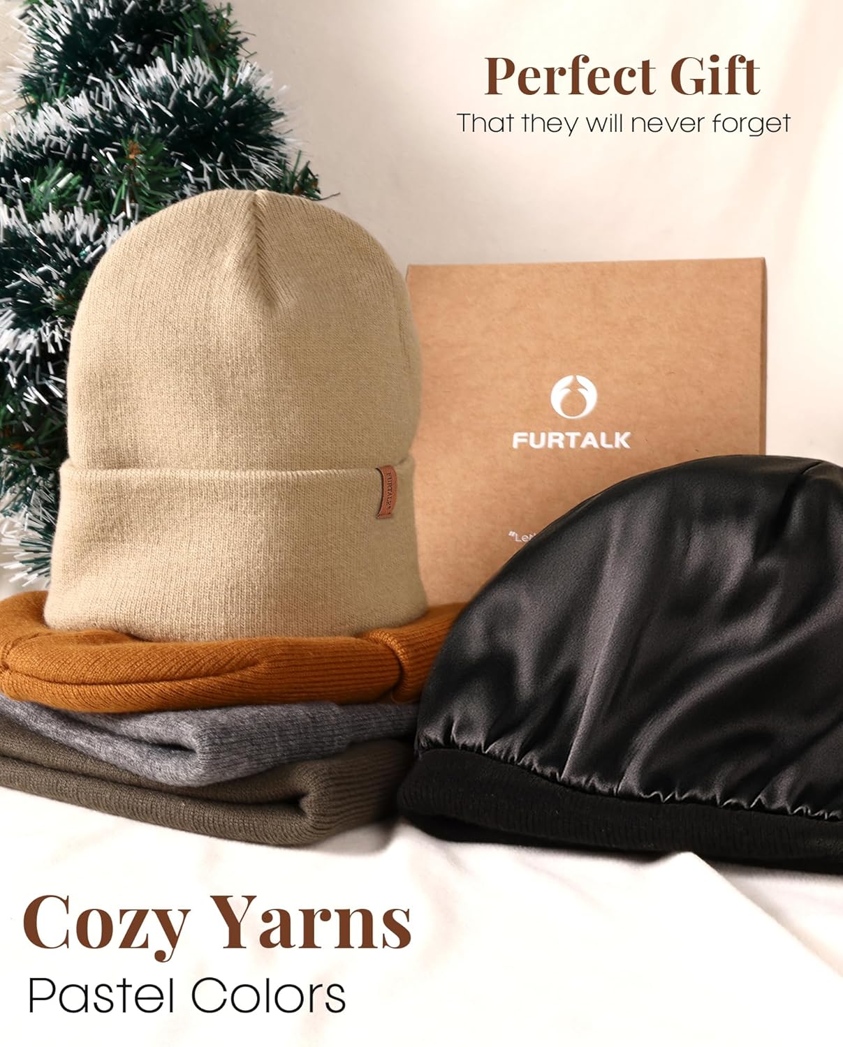 FURTALK 2 Pack Satin Lined Beanie for Men Women Acrylic Winter Hats Warm Silky Skull Cap - Image 5