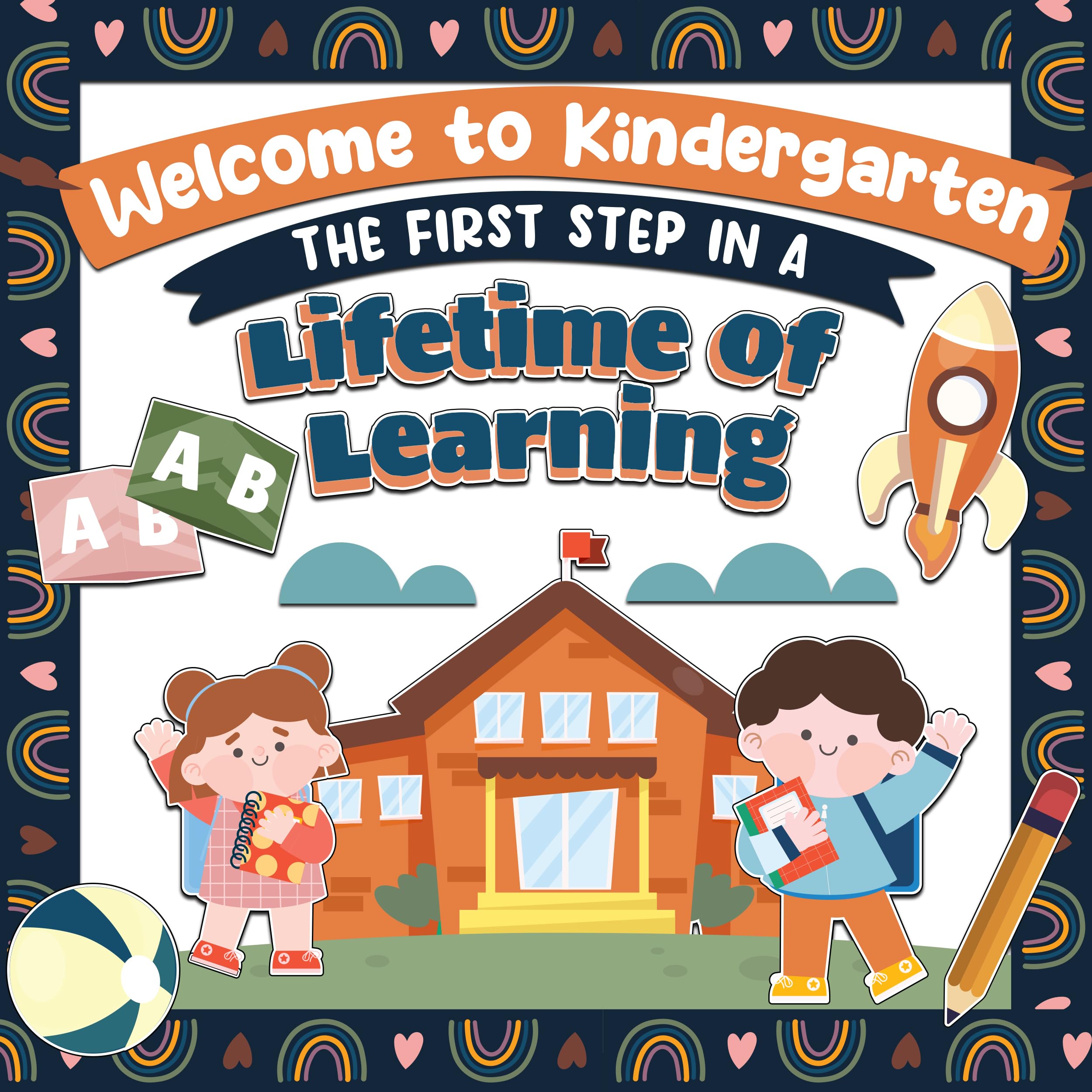 61 Pcs Welcome Bulletin Board Set with Background Papers & Borders - Welcome to Kindergarten Bulletin Board Sets, Welcome Bulletin Board Sets for Classrooms, Preschool Bulletin Board Decorations