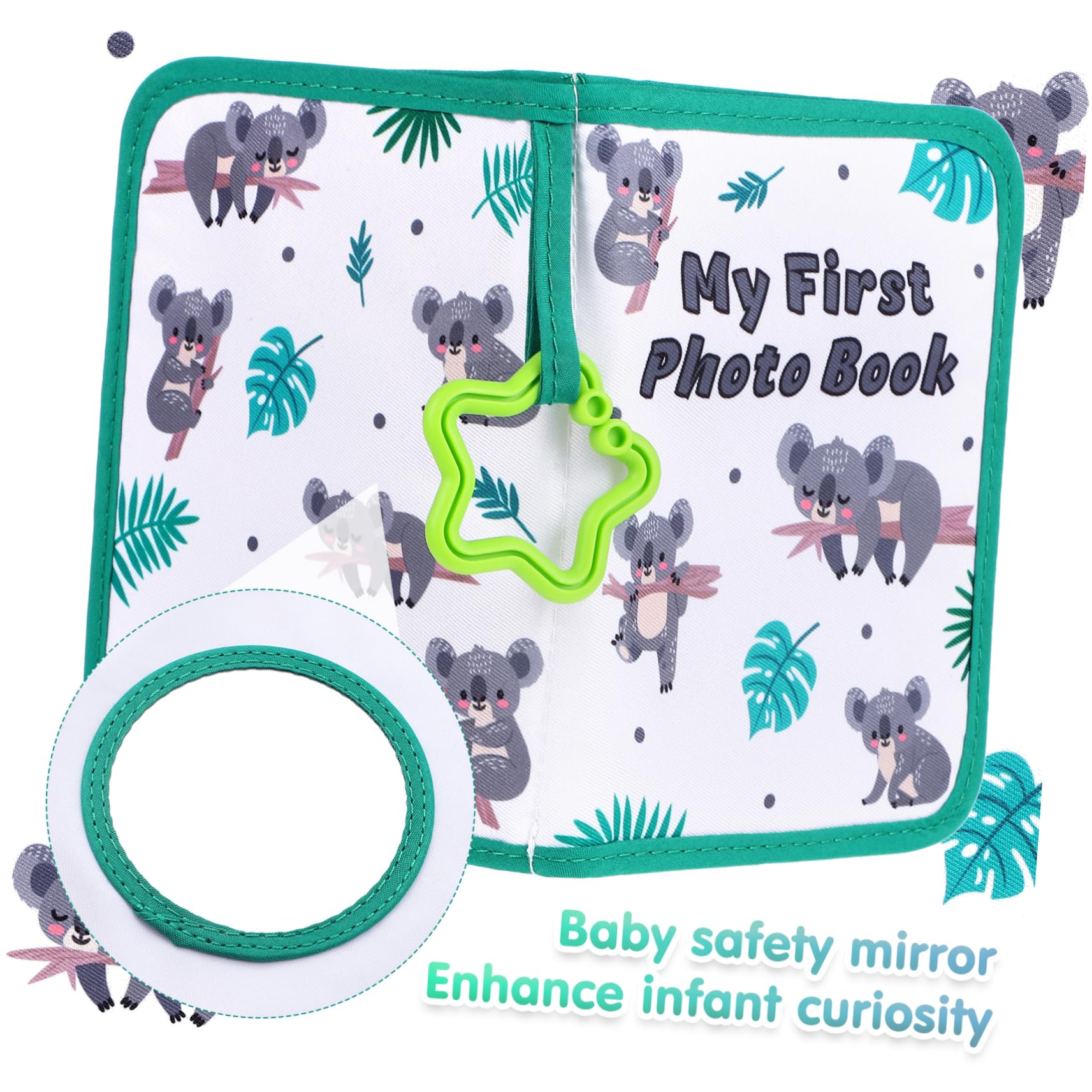 Álbum de Fotos de Tela para Bebés Verde, 17 Hojas Varios | Páginas Múltiples para Fotos, Formato Ligero y Portátil, Uso en Familia y Viaje