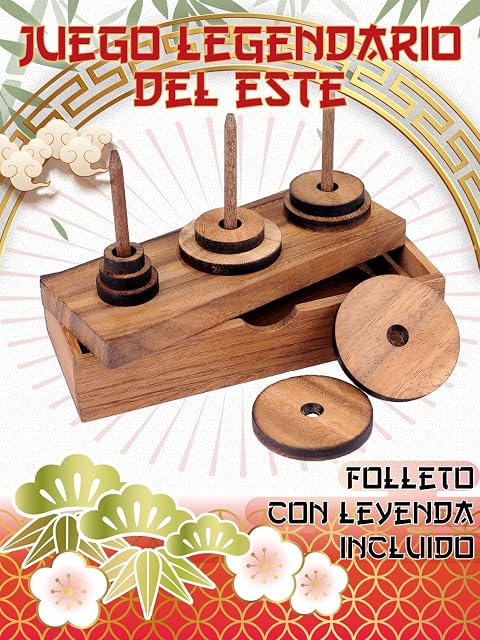 Foto 5 de 5 de Logica Juegos Art. Torre de Hanoi 9 Discos - Rompecabezas de Madera Preciosa - Distintos Niveles de Dificultad