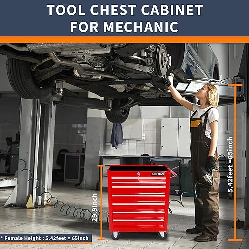 Miniatura 6 de Larmliss Carrito de herramientas con ruedas de 7 cajones, organizador de almacenamiento de herramientas de reparación para el hogar, caja de