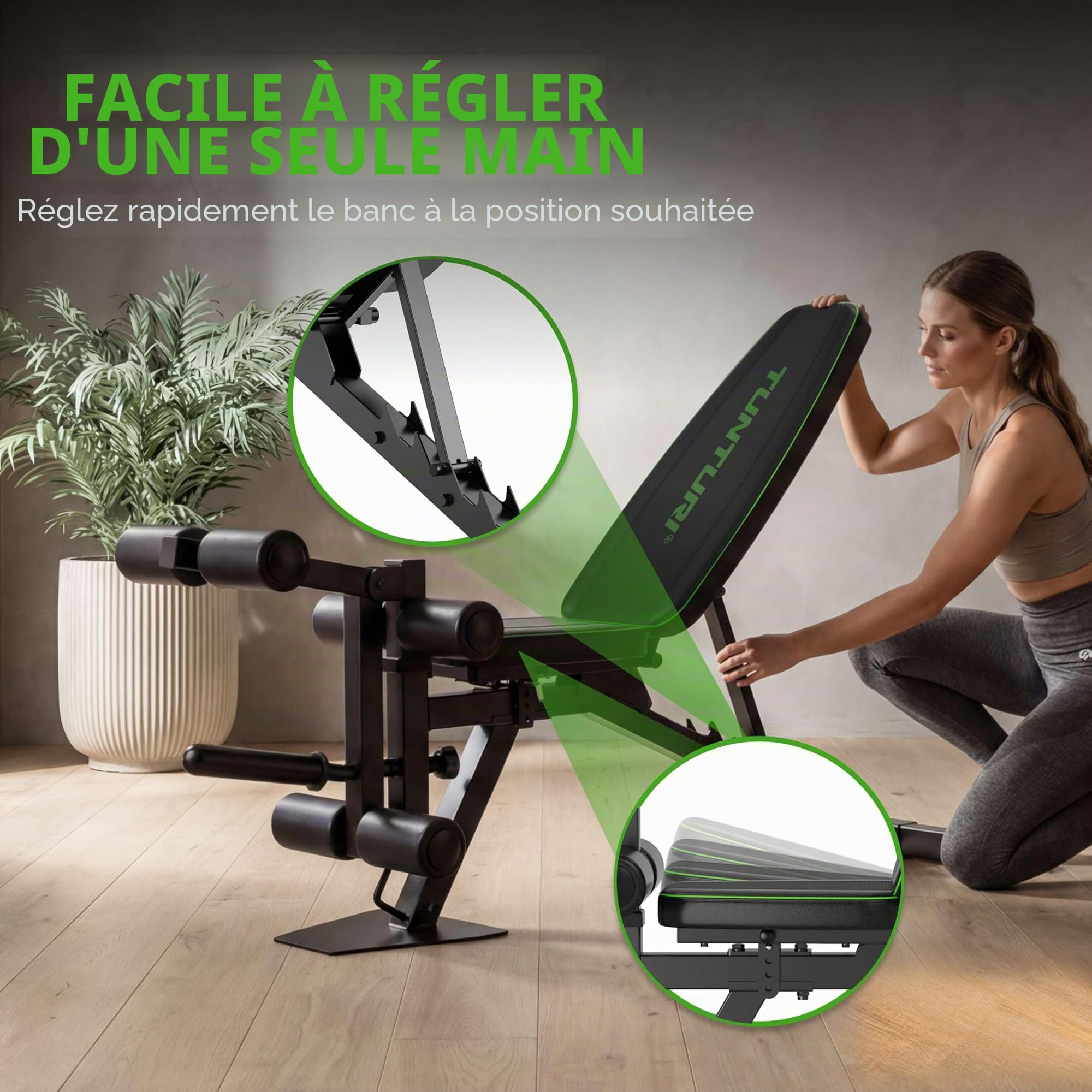 Tunturi UB60 - Banc de musculation - Bancs réglables - pour exercices de musculation à la maison/au bureau