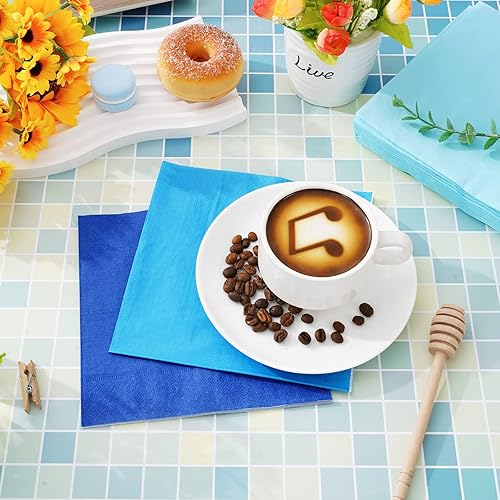 Miniatura 4 de Whaline Paquete de 150 servilletas de color verde menta de 6.5 x 6.5 pulgadas, 3 colores, servilletas de papel desechables con tema verde menta,