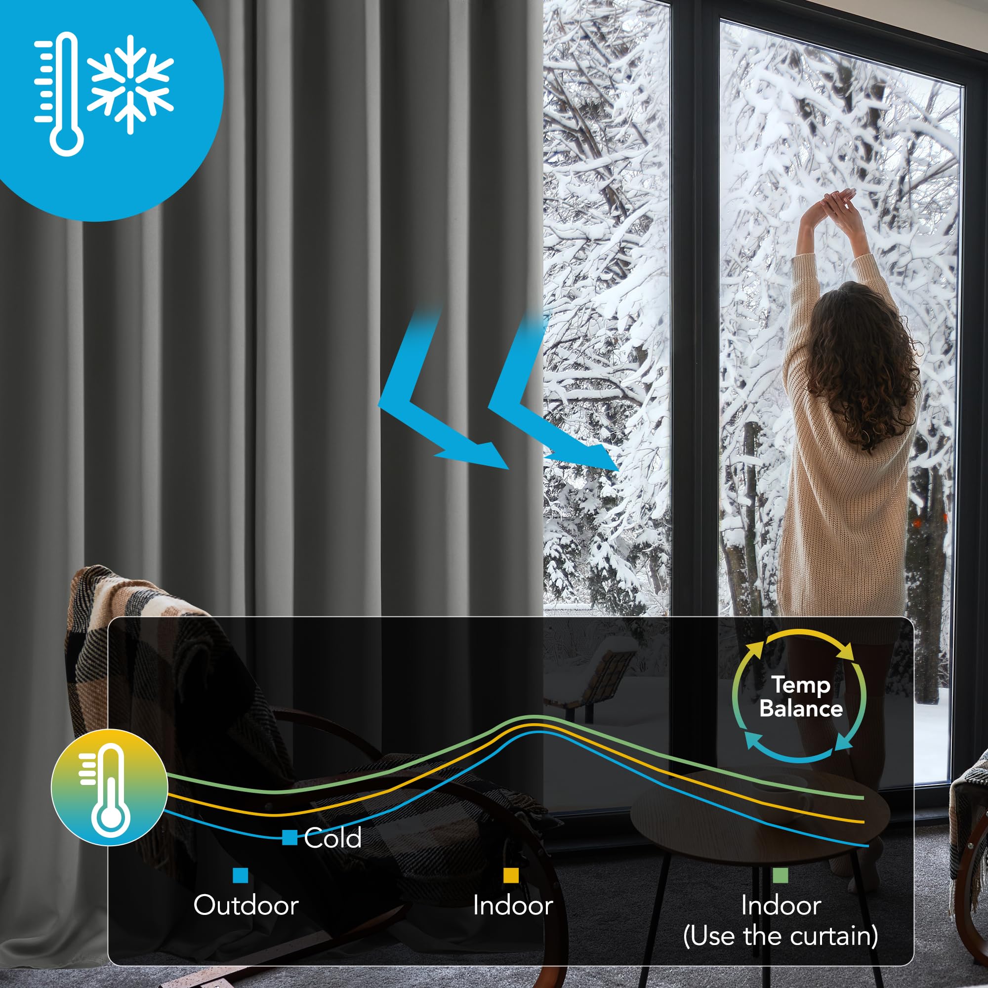 Deconovo Tende Oscuranti per Interni 2 Pezzi 160 CM Altezza, Termiche Isolanti, Anti-Rumore, con Anelli, Ideali per Camera da Letto e Soggiorno, 107x160 CM, Grigio Chiaro