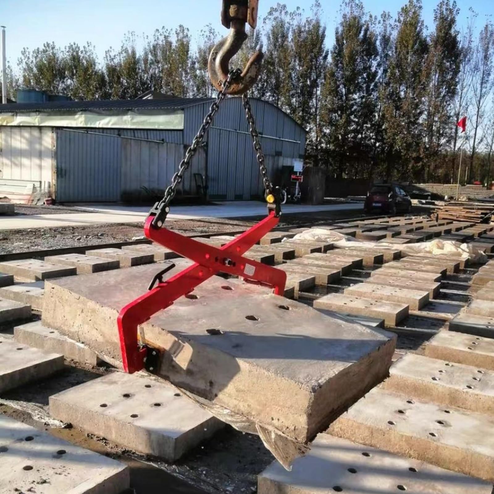 Wytrzymały zacisk do podnoszenia kamieni, regulowany chwytak do drewna ze stali stopowej z łańcuchem i gumowymi podkładkami, narzędzie nożycowe do granitu/betonu/łupka (nośność 500 kg)