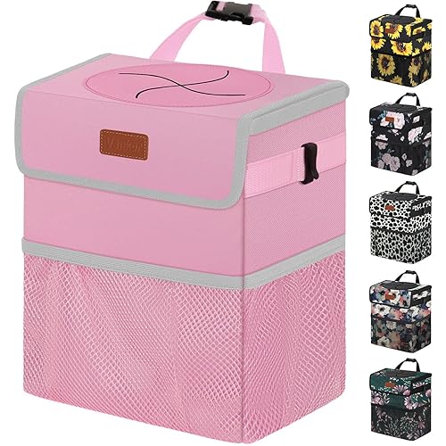 Vankor Bote de basura lindo para automóvil, para colgar en el automóvil, impermeable, a prueba de fugas, color rosa