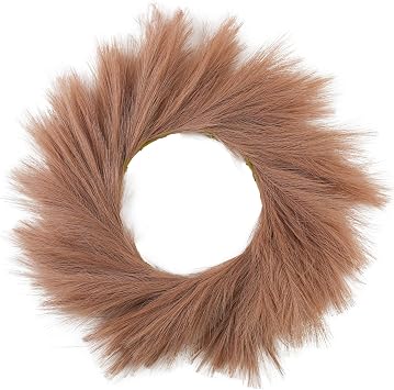 Pampas Grass Wreath 24 Inch Farmhouse Wreath for Front Door Taupe